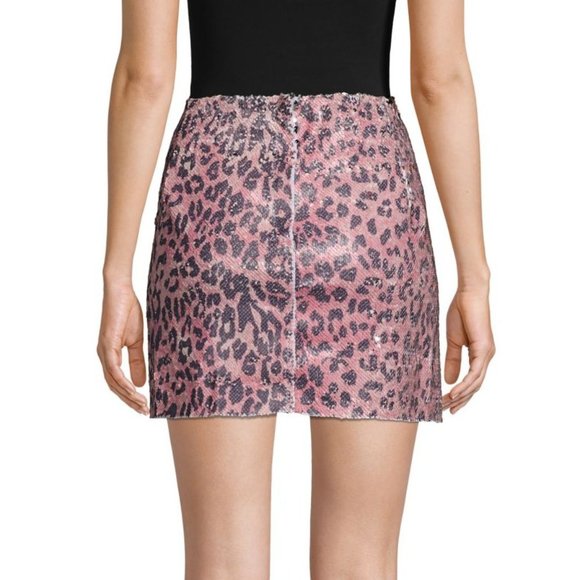 FREE PEOPLE Pink Cheetah-Print Sequin Mini Skirt - Size 2 NWT - Picture 2 of 6